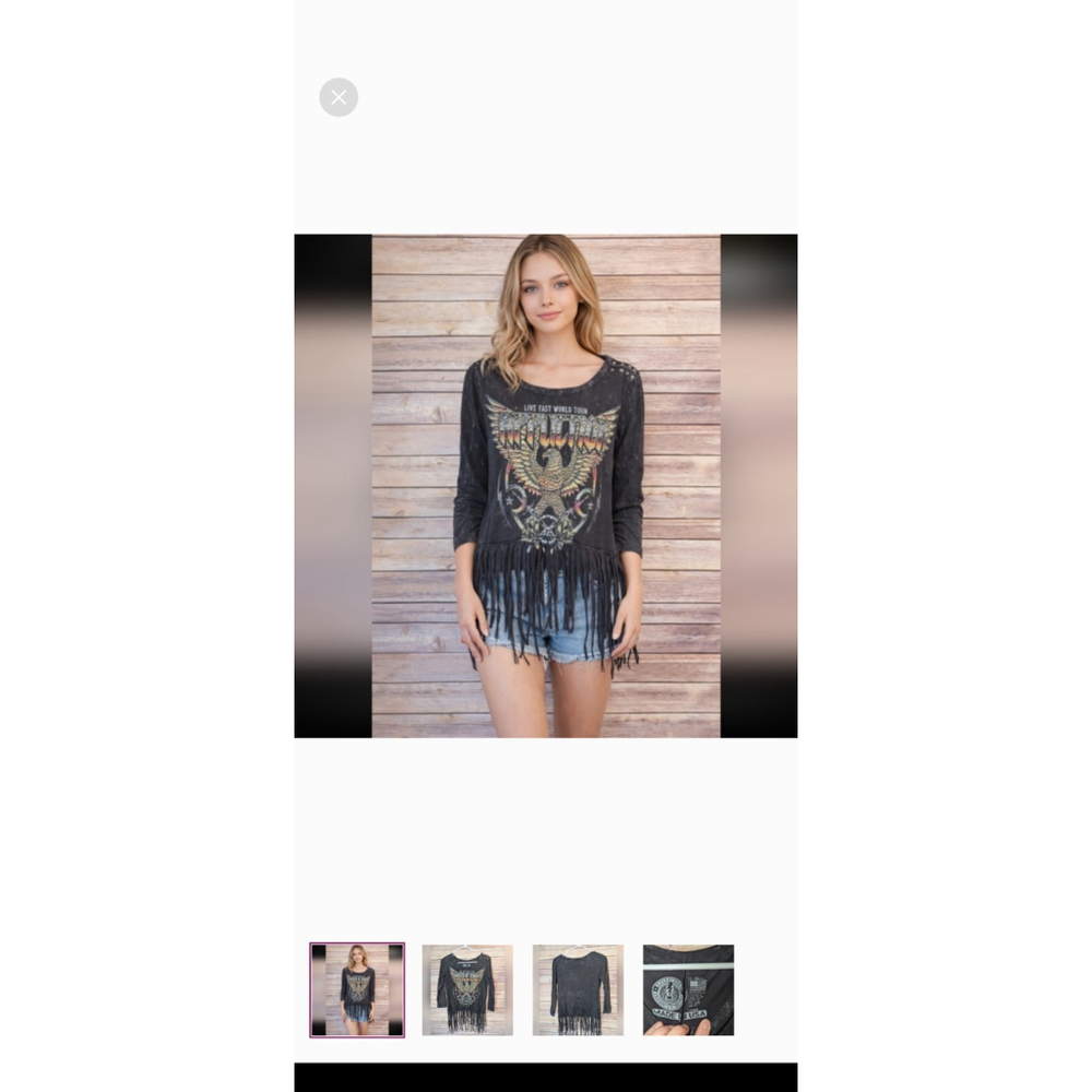 Y2K Affliction Boho, Women’s XS Live Fast World Tour Festival Fringe Top #B49 - Picture 2 of 4